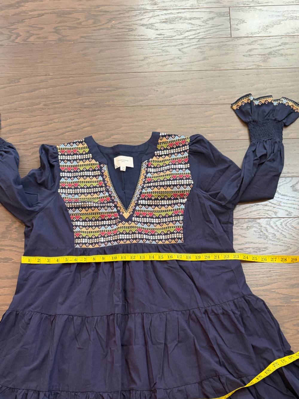 Tuckernuck Pomander Place Navy Embroidered Sequin Kenzo Swing Dress Size XXL - Picture 9 of 11